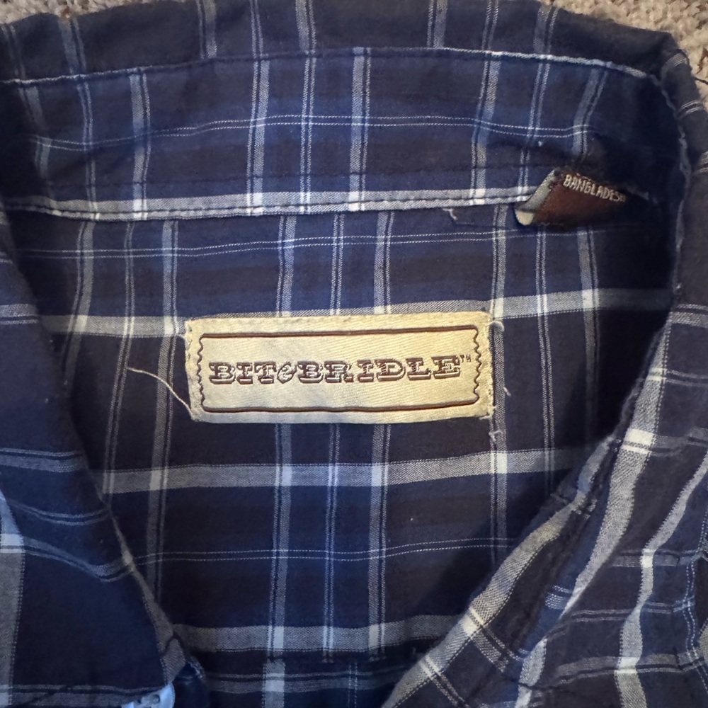 Bit & Bridle Men's Blue Checkered Button-Down Shirt - Picture 2 of 3